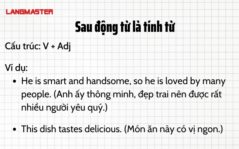 Sau động từ là tính từ