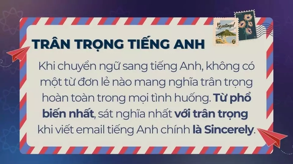 Sincerely - Trân trọng tiếng Anh phổ biến