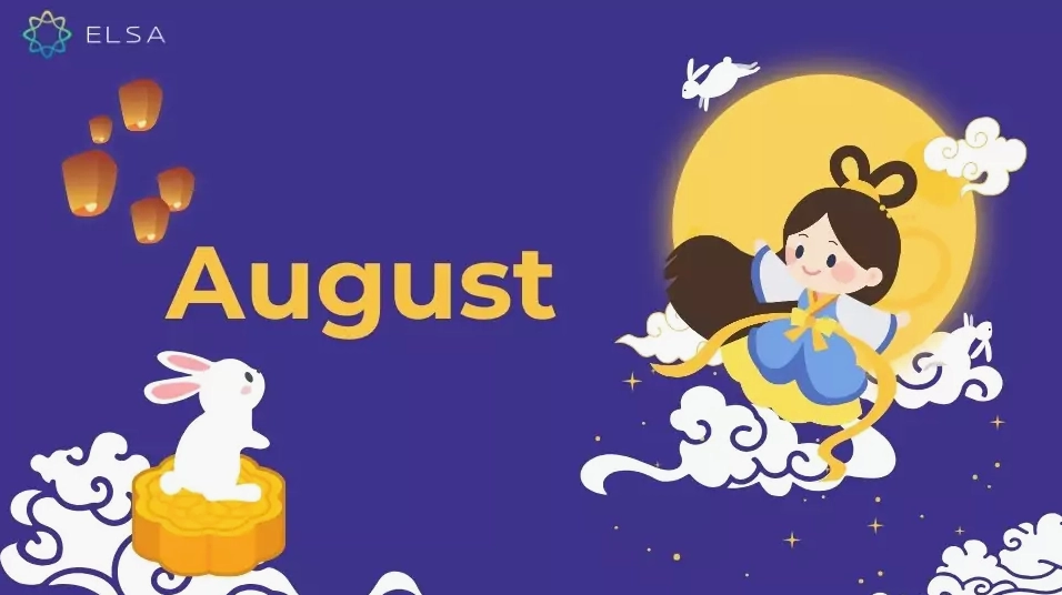 Tháng 8 tiếng Anh là August, tháng 7 là July