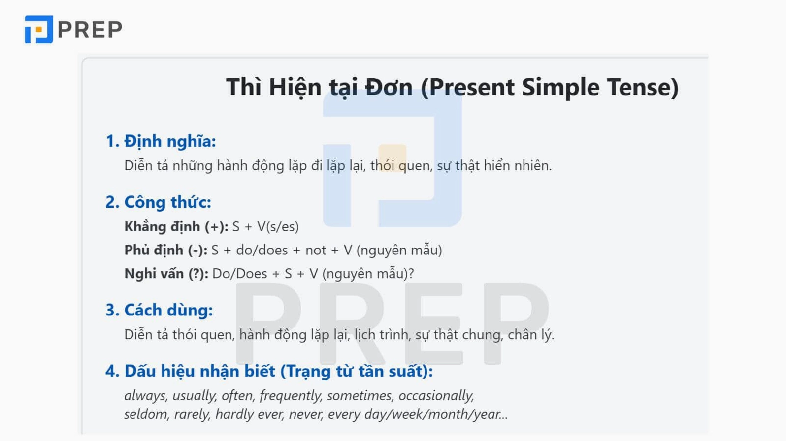 Thì Hiện tại đơn trong tiếng Anh