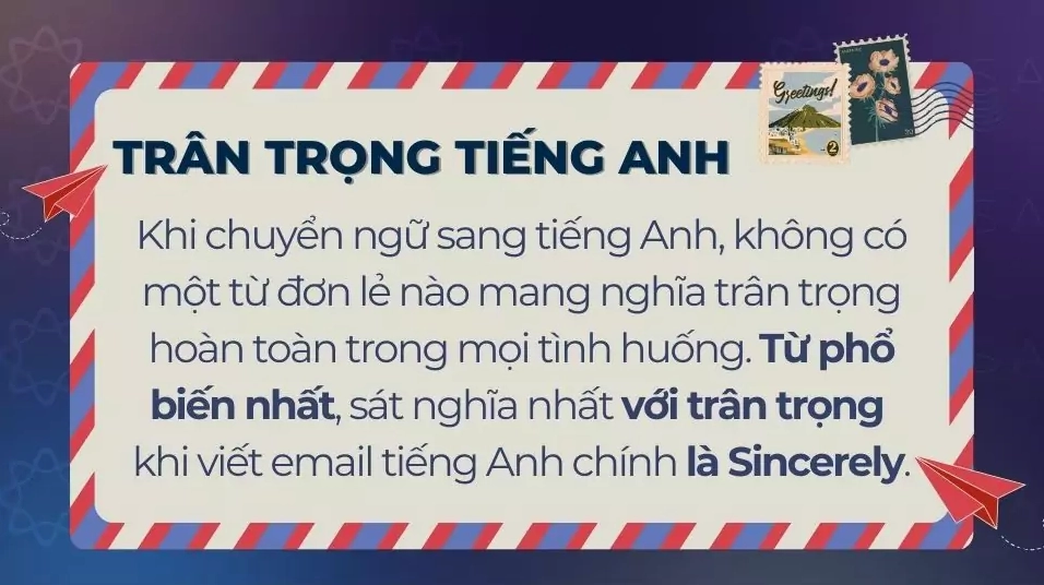 Trân trọng tiếng Anh là Sincerely